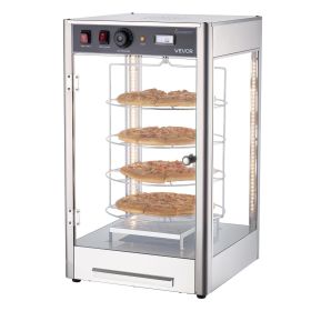 Commercial Food Warmer Display, 4-Tier Pizza Warmer with Rotary Steam Heating for 14 in Pizza, 86-185 Fahrenheit Temp Control and Temp Display