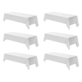 White Tablecloths for Rectangle Tables, 6 Pack, 60 x 102 Inches, Reusable and Machine Washable Table Clothes