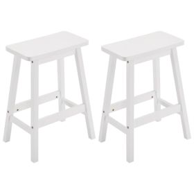 2pcs Pine Wood Saddle Seat Bar Stool White [Same Code: 38873429] (Option: Defaulttitle)