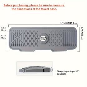 NonSlip Silicone Self-Draining Board,Large Kitchen Drain Board With 5 degree Incline For Self-Draining (Option: Gray)